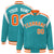 Custom Aqua Orange-White Bomber Full-Snap Varsity Letterman Shoulder Stripe Jacket