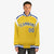 Custom Yellow Blue-White Bomber Full-Snap Varsity Letterman Shoulder Stripe Jacket