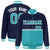 Custom Navy Aqua-Navy Varsity Full-Snap Letterman Color-Matching Split Fashion Jacket