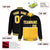 Custom Black-Gold-Black Varsity Full-Snap Letterman Color-Matching Split Fashion Jacket