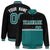 Custom Black-Aqua-Black Varsity Full-Snap Letterman Color-Matching Split Fashion Jacket