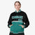 Custom Black-Aqua-Black Varsity Full-Snap Letterman Color-Matching Split Fashion Jacket