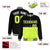 Custom Black-Fluorescent Green-Black Varsity Full-Snap Letterman Color-Matching Split Fashion Jacket