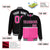 Custom Black-Pink-Black Varsity Full-Snap Letterman Color-Matching Split Fashion Jacket