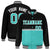 Custom Black-Aqua-Black Varsity Full-Snap Letterman Color-Matching Split Fashion Jacket