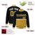 Custom Black-Old Gold-Black Varsity Full-Snap Letterman Color-Matching Split Fashion Jacket