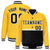 Custom Gold-Black-Gold Varsity Full-Snap Letterman Color-Matching Split Fashion Jacket