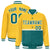 Custom Gold-Aqua-Gold Varsity Full-Snap Letterman Color-Matching Split Fashion Jacket