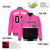 Custom Pink-Black-Pink Varsity Full-Snap Letterman Color-Matching Split Fashion Jacket