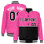 Custom Pink-Black-Pink Varsity Full-Snap Letterman Color-Matching Split Fashion Jacket