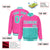 Custom Pink-Aqua-Pink Varsity Full-Snap Letterman Color-Matching Split Fashion Jacket