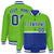 Custom Neon Green-Royal Blue-Neon Green Varsity Full-Snap Letterman Color-Matching Split Fashion Jacket