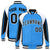 Custom Sky-Blue White-Black Raglan Sleeves Varsity Letterman Two Tone Jacket