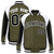 Custom Olive White-Black Raglan Sleeves Varsity Letterman Two Tone Jacket