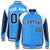 Custom Light-Blue White-Navy Raglan Sleeves Varsity Letterman Two Tone Jacket