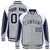 Custom Gray White-Navy Raglan Sleeves Varsity Letterman Two Tone Jacket