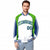 Custom White Neon-Green Blue Raglan Sleeves Varsity Letterman Two Tone Jacket