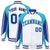 Custom White Aqua-Blue Raglan Sleeves Varsity Letterman Two Tone Jacket