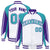 Custom White Aqua-Purple Raglan Sleeves Varsity Letterman Two Tone Jacket