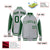 Custom Gray White Kelly-Green Raglan Sleeves Varsity Letterman Two Tone Jacket