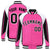 Custom Pink White-Black Raglan Sleeves Varsity Letterman Two Tone Jacket