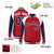 Custom Red White-Navy Raglan Sleeves Varsity Letterman Two Tone Jacket