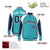 Custom Aqua White-Navy Raglan Sleeves Varsity Letterman Two Tone Jacket