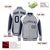 Custom Gray White-Navy Raglan Sleeves Varsity Letterman Two Tone Jacket