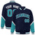 Custom Navy Aqua-White Varsity Full-Snap Color Block Letterman Jacket