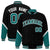 Custom Black Teal-White Varsity Full-Snap Color Block Letterman Jacket