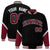 Custom Black Crimson-White Varsity Full-Snap Color Block Letterman Jacket