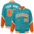 Custom Aqua  Orange-White Varsity Full-Snap Color Block Letterman Jacket