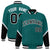 Custom Aqua Royal Black-White Varsity Full-Snap Color Block Letterman Jacket