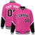 Custom Pink Black-White Varsity Full-Snap Color Block Letterman Jacket