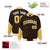 Custom Brown Khaki-White Varsity Full-Snap Color Block Letterman Jacket