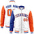 Custom White Orange-Royal Blue Varsity Full-Zip Raglan Sleeves Letterman Bomber Jacket