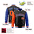 Custom Black Royal Blue-Orange Varsity Full-Zip Raglan Sleeves Letterman Bomber Jacket