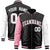 Custom Black White-Light Pink Varsity Full-Zip Raglan Sleeves Letterman Bomber Jacket