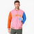 Custom Light Pink Royal Blue-Orange Varsity Full-Zip Raglan Sleeves Letterman Bomber Jacket