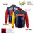 Custom Navy Blue Red-Gold Varsity Full-Zip Raglan Sleeves Letterman Bomber Jacket