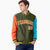 Custom Olive Aqua-Orange Varsity Full-Zip Raglan Sleeves Letterman Bomber Jacket