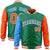 Custom Green Orange-Powder Blue Varsity Full-Zip Raglan Sleeves Letterman Bomber Jacket