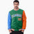 Custom Green Orange-Powder Blue Varsity Full-Zip Raglan Sleeves Letterman Bomber Jacket