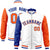 Custom White Orange-Royal Blue Varsity Full-Zip Raglan Sleeves Letterman Bomber Jacket