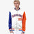 Custom White Orange-Royal Blue Varsity Full-Zip Raglan Sleeves Letterman Bomber Jacket