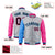 Custom Gray Pink-Royal Blue Varsity Full-Zip Raglan Sleeves Letterman Bomber Jacket