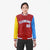 Custom Red Royal Blue-Gold Varsity Full-Zip Raglan Sleeves Letterman Bomber Jacket