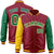 Custom Crimson Green-Gold Varsity Full-Zip Raglan Sleeves Letterman Bomber Jacket