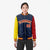 Custom Navy Blue Red-Gold Varsity Full-Zip Raglan Sleeves Letterman Bomber Jacket