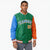 Custom Green Orange-Powder Blue Varsity Full-Zip Raglan Sleeves Letterman Bomber Jacket